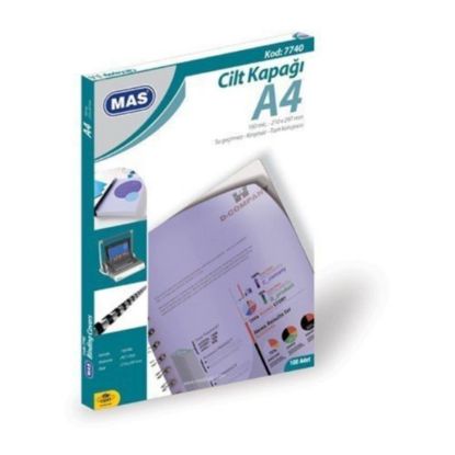 Mas Cilt Kapağı Plastik Opak A4 160 MIC Şeffaf 7740 (100 Adet) resmi