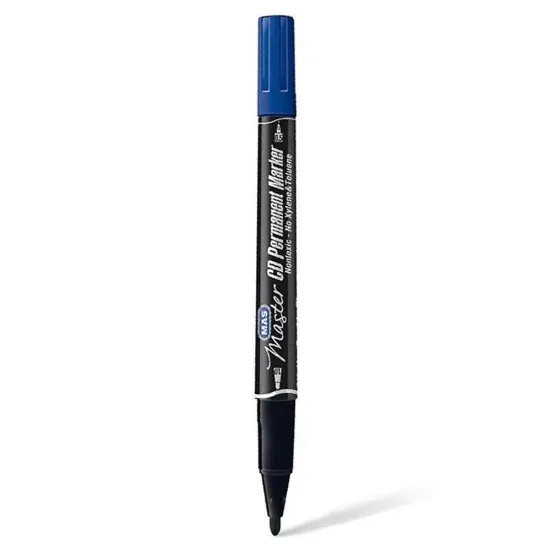 Mas Markör Permanent Kalem Çift Uçlu Mavi 6414 (12 Adet) resmi