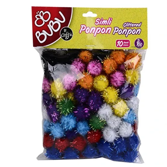 Bu-Bu Pon Pon Simli 2 CM 100 Lü Karma 10x15 BUBU00112 resmi