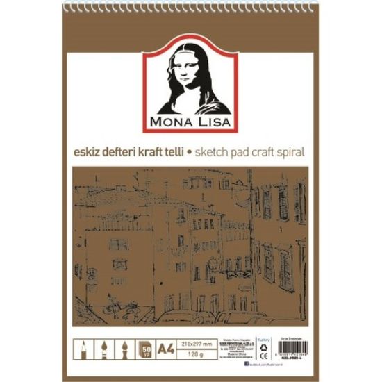 Mona Lisa Eskiz Defteri Telli Kraft A4 100 GR 50 YP MN01-4 resmi