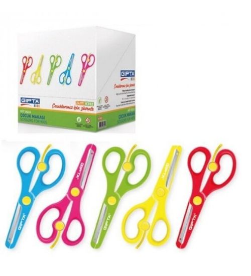 Gıpta Öğrenci Makası Küt Uçlu Yaylı Plastik Gövde 5 Renk K702 (24 Adet) resmi