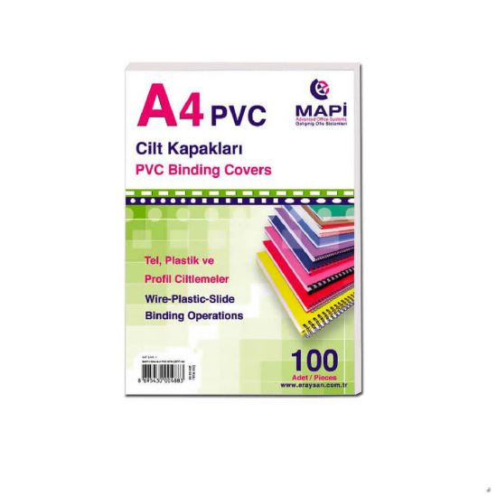 Mapi Cilt Kapağı Plastik Opak A4 160 MIC Beyaz 204 02 00 (100 Adet) resmi