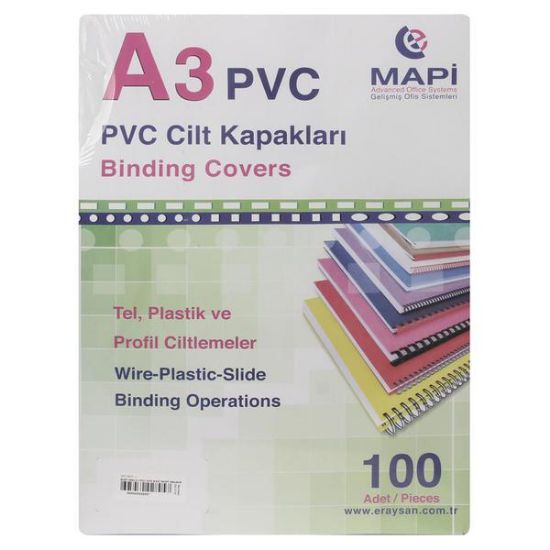 Mapi Cilt Kapağı Plastik Opak A3 160 MIC Mavi 204 03 04 (100 Adet) resmi