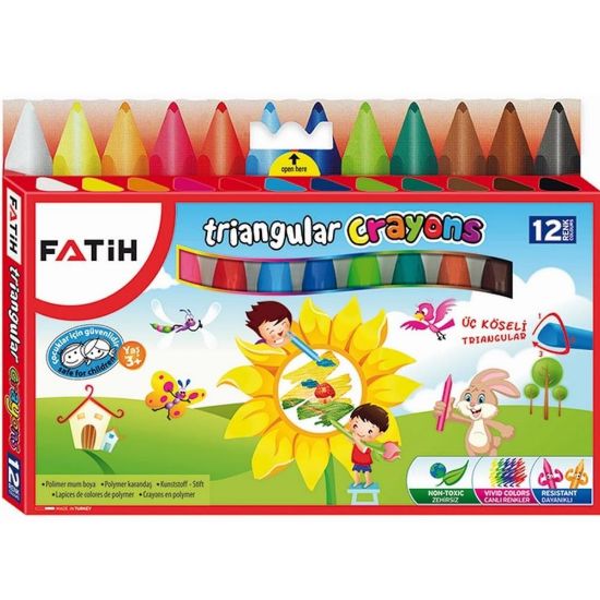 Fatih Mum Pastel Boya Triangular Üçgen Crayons 12 Renk 50290 resmi