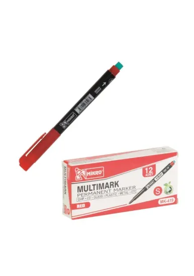 Mikro Asetat Kalemi Permanent S Seri Kırmızı MK-419 (12 Adet) resmi