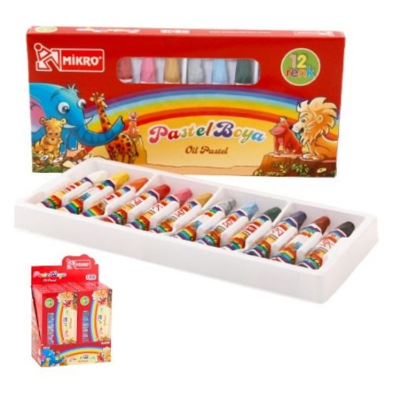 Mikro Pastel Boya 12 Renk Kapaklı PB-12-N (12 Adet) resmi