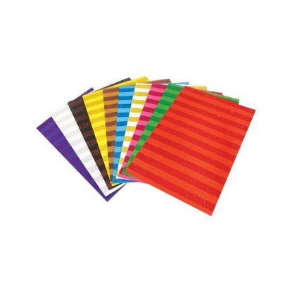 Lino Desenli Kağıt Simli Çizgi Desenli 10 Renk 20x30 CM  resmi