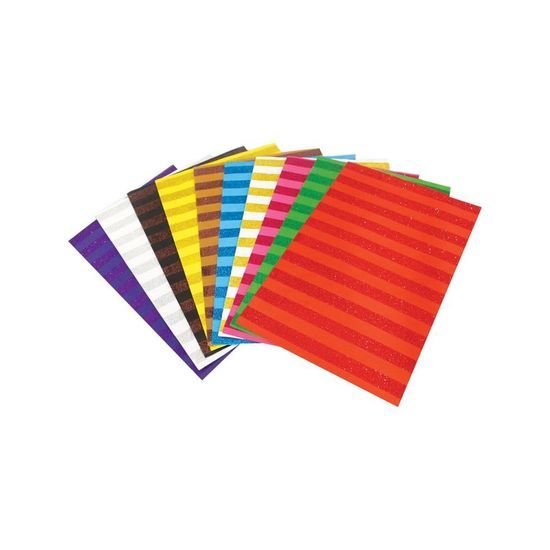 Lino Desenli Kağıt Simli Çizgi Desenli 10 Renk 20x30 CM  resmi