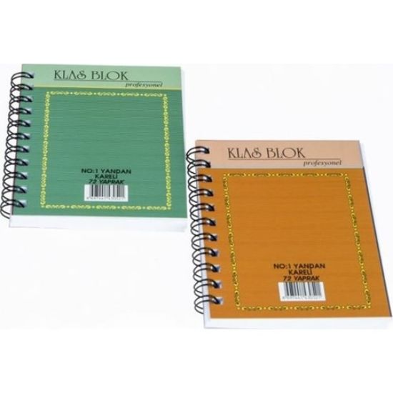 Klas Bloknot Spiralli Yandan Kareli No:1 72 YP  (12 Adet) resmi