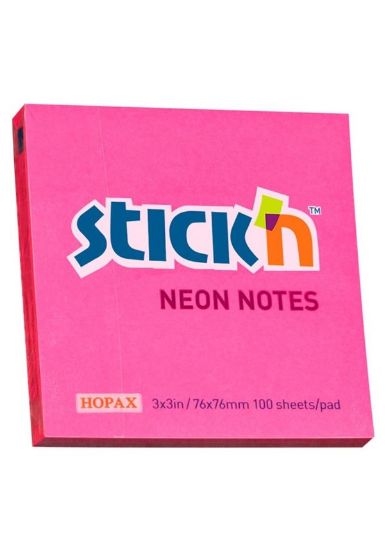 Hopax Stıckn Yapışkanlı Not Kağıdı 100 YP 76x76 Neon Pembe HE21166 (12 Adet) resmi