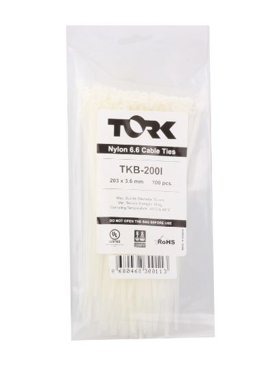 Tork TRK-100-2,5mm Beyaz 100lü Kablo Bağı resmi