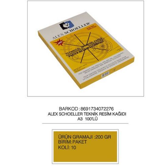 Alex Schoeller Resim Kağıdı Damgalı 100 LÜ A3 200 GR (100 Adet) resmi
