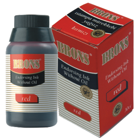 Brons Istampa Mürekkebi Yağlı 30 CC Kırmızı BR-316 (12 Adet) resmi
