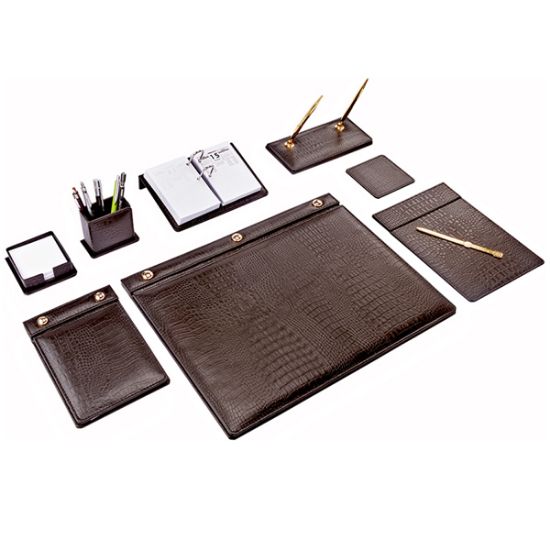 Brons Sümen Takımı Masa 9 Parça Düğmeli Kahve BR-0911 resmi