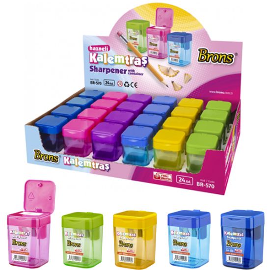 Brons Kalemtıraş Hazneli Kare BR-570 (24 Adet) resmi