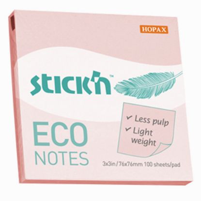 Hopax Stıckn Yapışkanlı Not Kağıdı 100 YP 76x76 Eco Pastel Pembe HE21746 (12 Adet) resmi