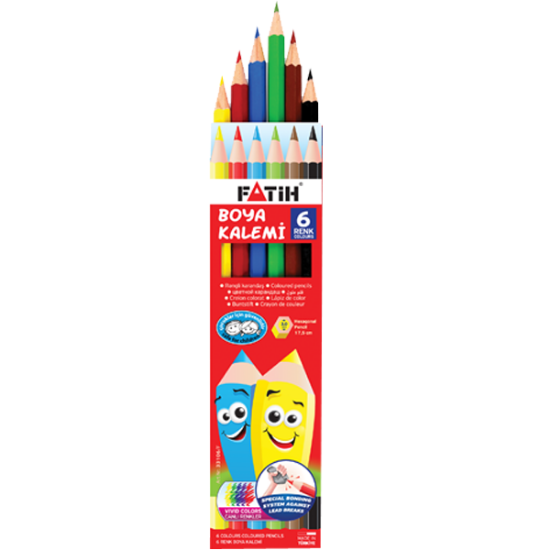 Fatih Kuru Boya Karton Kutu Tam Boy 6 Renk 33106 (24 Adet) resmi