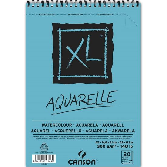 Canson XL Sulu Boya Spiralli Bloklar SPP Canxl Aquarelle 20 Syf A5 300 GR resmi