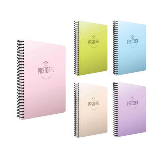 Gıpta Pastoral Spiralli Plastik Kapak Defter A4 72 YP Kare resmi