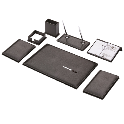 Gülpaş Sümen Takımı 9 Parça Napa Suni Deri Sade Çift Kalemli Siyah 907 resmi