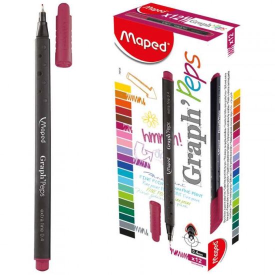 Maped Fineliner Graph 0.4 MM Koyu Pembe 12 Lİ 749126 (12 Adet) resmi