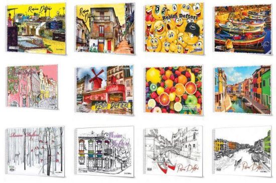 Çınar Resim Defteri Spiralli Karton Kapak 15 YP 33x48 33001 (12 Adet) resmi