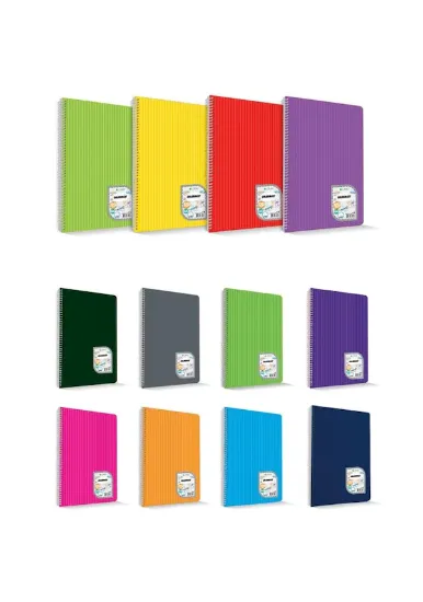 Çınar Colormaxi Spiralli Defter Plastik Kapak A4 96 YP Düz 96/0 (12 Adet) resmi