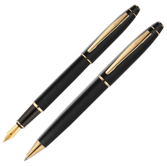 Scrikss Takım Kalem Dolma+Tükenmez Mat Siyah Altın 35 resmi