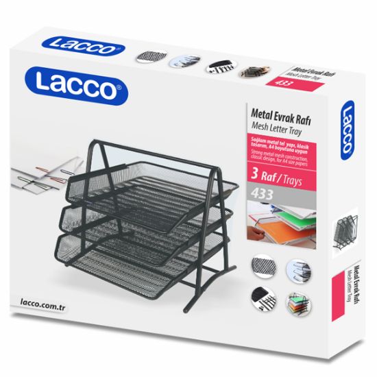 Lacco Evrak Rafı Metal 3 LÜ Siyah 433 resmi