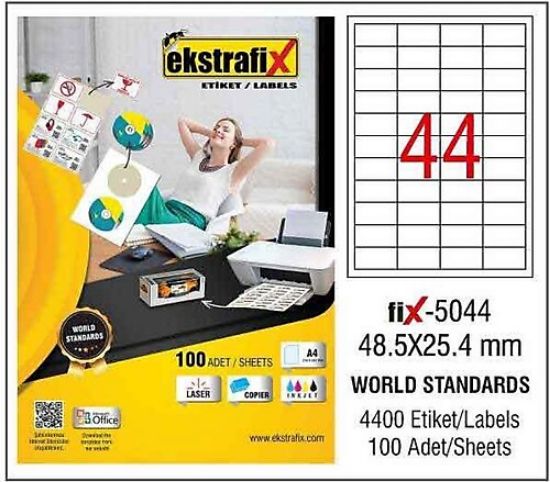 Ekstrafix Laser Etiket 100 YP 48.5x25,4 Laser-Copy-Inkjet FİX-5044 resmi