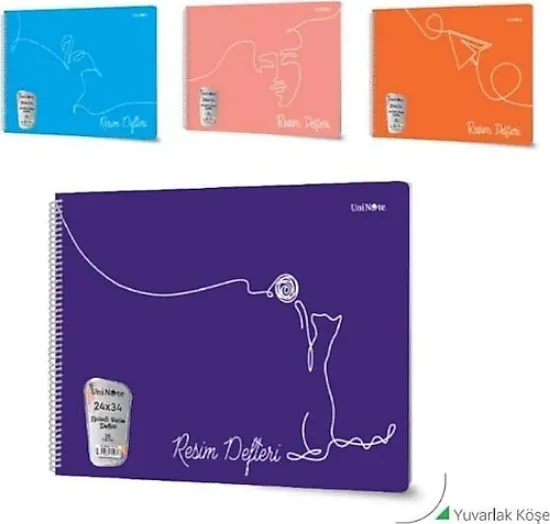 Çınar Resim Defteri Spiralli Plastik Kapak 25 YP 24x34 33006 (12 Adet) resmi