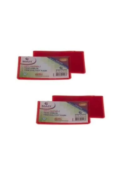 Mapi Kart Kabı Ehliyet Yeni Kimlik Çift Hazneli 100 LÜ Kırmızı 910 12 61 (100 Adet) resmi