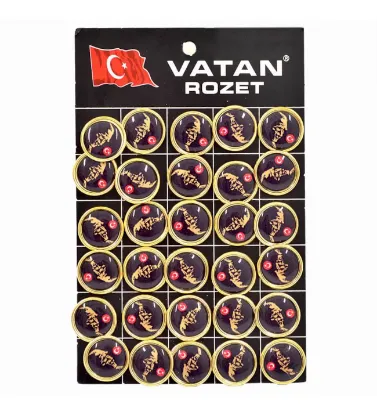 Vatan Rozet Atalı Siyah Baskı Yuvarlak VT620 resmi