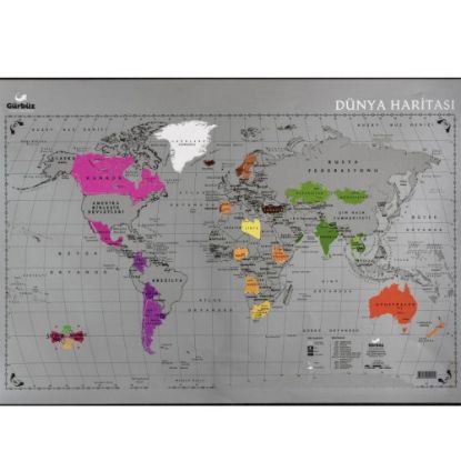 Gürbüz Dünya Haritası Kazınabilir 35x50 CM resmi