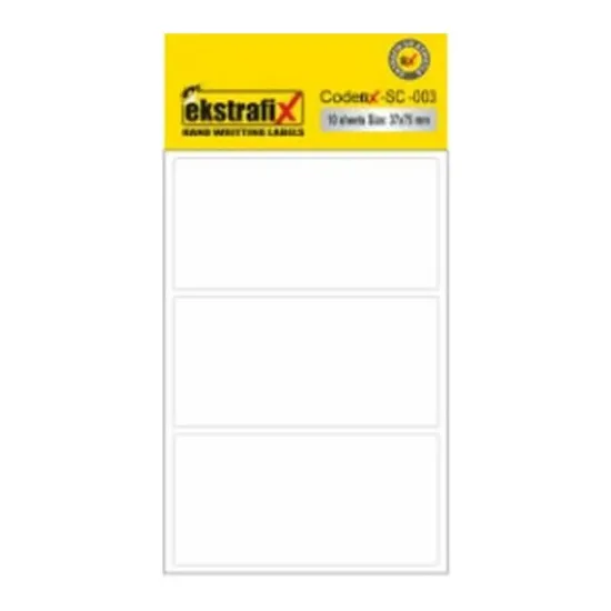 Ekstrafix Ofis Etiketi 37x75 MM 10 Lu Beyaz Sc-003 B resmi