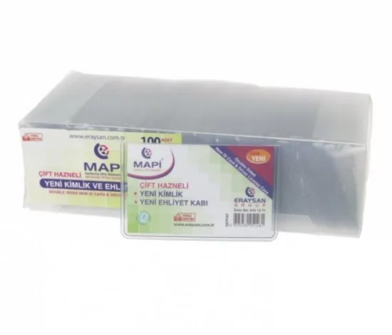 Mapi Kart Kabı Ehliyet Yeni Kimlik Çift Hazneli Lacivert 910 12 62 (100 Adet) resmi