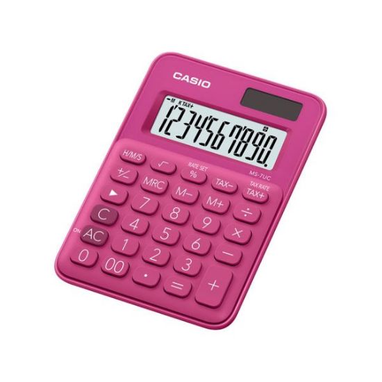 Casio MS-7UC-RD 10 Hane Pembe Masa Üstü Hesap Makinesi resmi