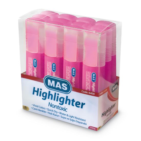 Mas Fosforlu Kalem Pembe 6400 (12 Adet) resmi