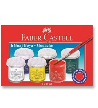 Faber-Castell Guaj Boya 6 Renk 15 ML Mavi 5170 121033 resmi