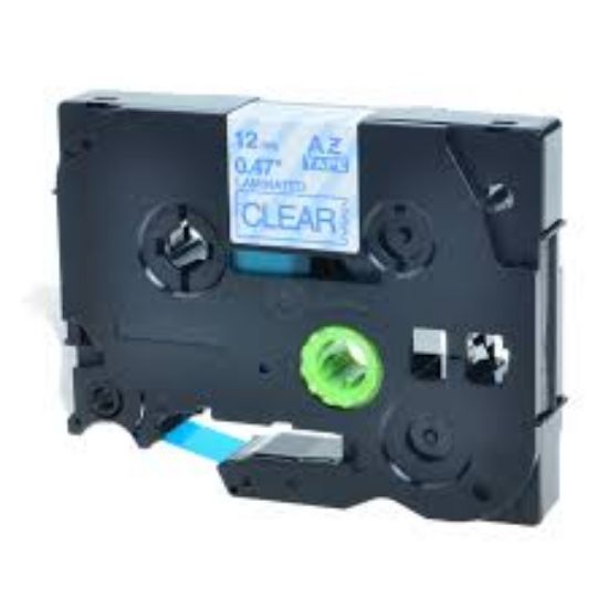 Brother TZE-133 12 mm Şeffaf Üzeri Mavi Laminasyonlu Etiket resmi