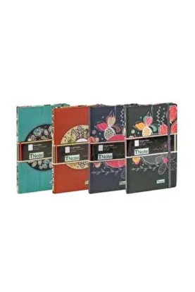 Tnote Ciltli Sert Kapak Defter (Kağıt Kaplı) 13x21 Cm 80 Sarı Syf Lastikli Çizgili resmi