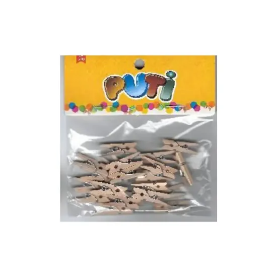 Puti Ahşap Küçük Mandal Natural 24 LÜ 4674 resmi