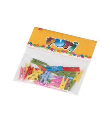 Puti Ahşap Büyük Mandal Renkli 12 Li 8801 resmi