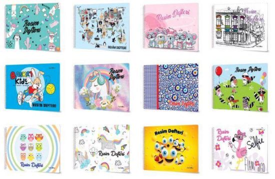 Çınar Resim Defteri Spiralli Plastik Kapak 17x24 25 YP 330008 (12 Adet) resmi