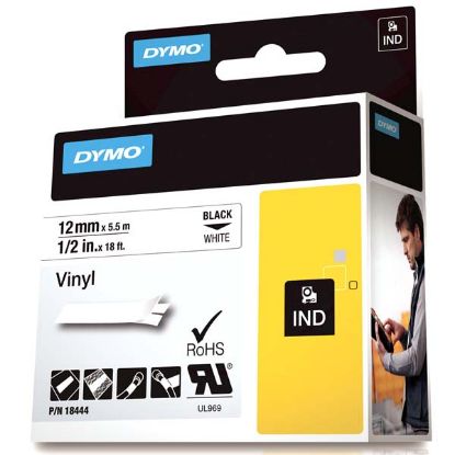 Dymo Rhino Pro Etiketi Renkli Vinil 12 MMx5.5 MT Beyaz Üzerine Siyah 18444 resmi