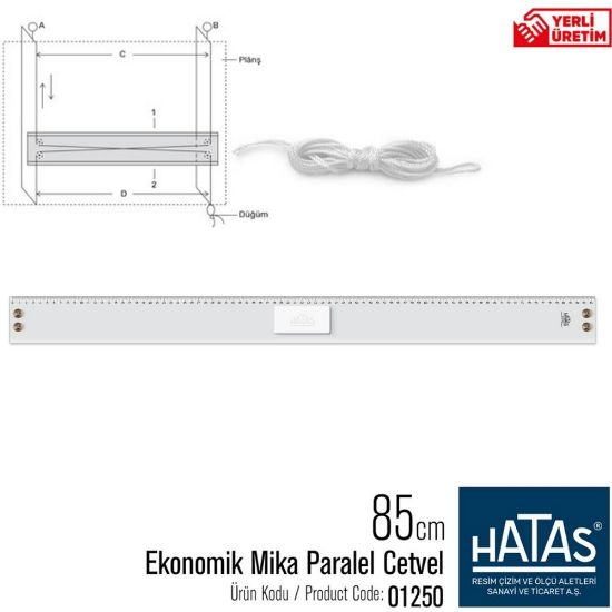 Hatas Ekonomik Mika Paralel Cetvel 85 CM Taksimatlı 1250 resmi