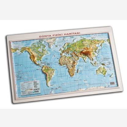 Gürbüz Dünya Haritası Kabartma Siyasi 35x50 resmi