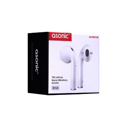 Asonic AS-TWS130 Beyaz Mobil Telefon Uyumlu Bluetooth TWS AirPods Mikrofonlu Kulaklık resmi