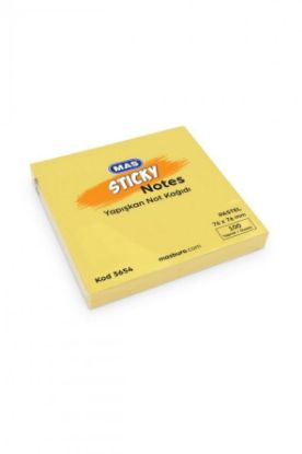 Mas Yapışkanlı Not Kağıdı 100 Syf 76x76 Pastel Sarı 3654 resmi