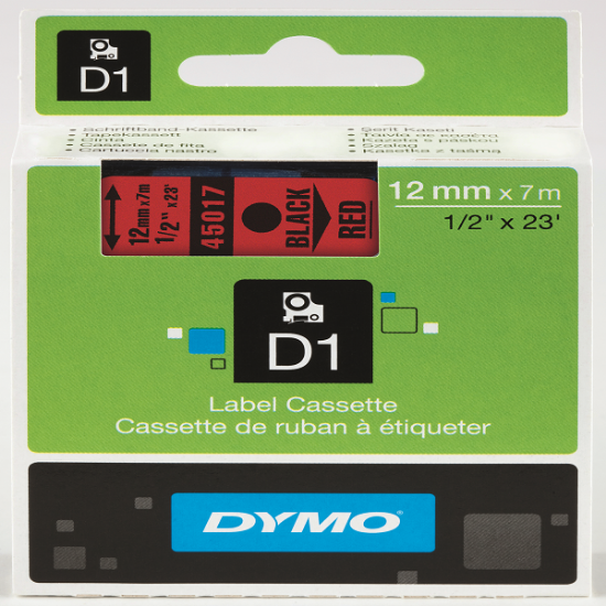 Dymo D1 Şerit Standart 12 MMx7 MT Kırmızı Üzerine Siyah 45017 resmi